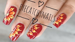 Easy Flowers Nail Art using DeBelle Nail Polish fallnails nailart marble [upl. by Nannarb]