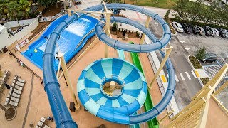 BOWL WATERSLIDE with DROP START Florida Free Fall at Cypress Springs Water Park [upl. by Eanaj]