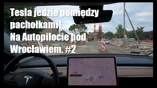 Tesla Autopilot jedzie pomiędzy pachołkami Na Autopilocie pod Wrocławiem 2 [upl. by Wait784]