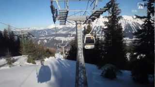 Skigebiet Planai Schladming Fahrt mit der Planaibahn [upl. by Eilime]