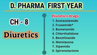 DiureticsPharmaceutical chemistryCH8DPharmFirst Year [upl. by Channing395]