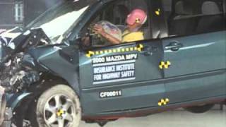 2000 Mazda MPV moderate overlap IIHS crash test [upl. by Rentsch]