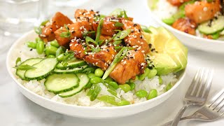 Teriyaki Salmon Bowl  Healthy Meal Prep Recipe [upl. by Ornie]