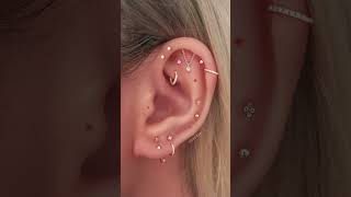 Pretty Multiple Cartilage Ear Piercing Ideas with Heart Earrings [upl. by Ellekcir]