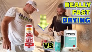 Taping Drywall Mud Dry Faster Gyprock Plaster Accelerator VS Table Salt [upl. by Eima]