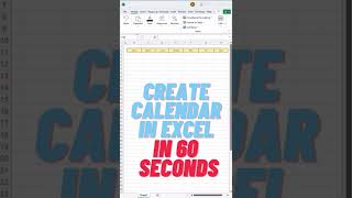 Create Calendar in Excel  60 Seconds Tutorial [upl. by Oznecniv]