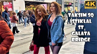 Istanbul Walk from Taksim Square to Galata Bridge through Istiklal Street FULL TOUR 4K [upl. by Haleak794]