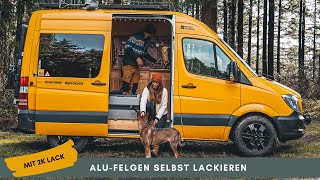 ALUFELGEN SELBST SCHWARZ LACKIEREN  mit 2K LACK SPRAYDOSE  Sprintervan [upl. by Nerwal]