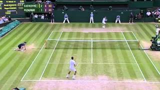 Djokovic v Federer sensational rally  Wimbledon 2014 [upl. by Rockwell806]