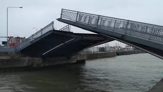 Ships passing under Lowestoft bridge [upl. by Aidin692]