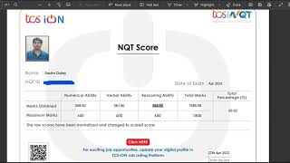 TCS NQT 2022 RESULT 93 How To Download Score Card March April June October Cycle [upl. by Bartko]