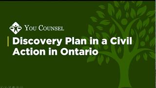 Discovery Plan in a Civil Action in Ontario [upl. by Henleigh]