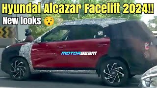 Hyundai Alcazar Facelift 2024New design revealed [upl. by Deborath22]