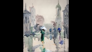 Easy WatercolorRAINWatercolor professional painting [upl. by Naam]