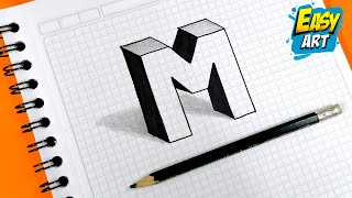 Dibujos muy FACILES  Como Dibujar LETRAS en 3D letra M  Easy way to Draw 3D letters  Letter M [upl. by Tahp]