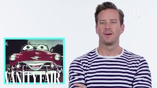 Armie Hammer on Talking Cars In Movies amp TV  Vanity Fair [upl. by Namien684]