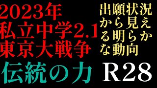 2023年R28！私立中学21〜東京大戦争！「伝統の力」出願状況から見た明らかな動向とは？日能研 中学受験 中学入試 四谷大塚 サピックス [upl. by Aititil]