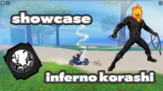 SHOWCASE DEL INFERNO KORASHI Shindo life [upl. by Aihtennek803]