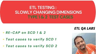 ETL Testing  SCD Type 1 amp 2 validation test cases  Slowly changing Dimension Type 2 validation [upl. by Attenyl]