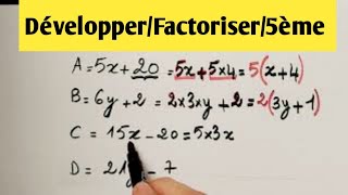 Développer Factoriser et réduire une expression facile 1AC5èmeالنشر والتعميل تمارين سهلة [upl. by Wey]