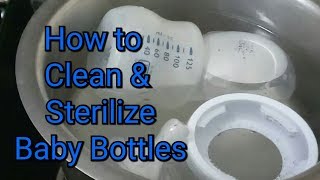 How to clean and sterilize baby feeding bottles boiling method of sterilization [upl. by Esihcoc480]