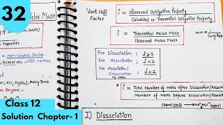 Vant Hoff factor Abnormal molar mass Degree of Dissociation AssociationSolutions Class12 [upl. by Mauro]