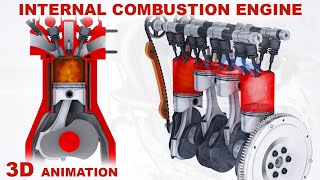 How car engine works  4 stroke internal combustion engine 3D animation [upl. by Clardy]