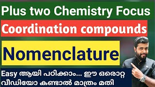 Coordination compounds Nomenclature Sure topic for Exam 2 Focus Area ഈസിയായി പഠിക്കാം [upl. by Ellen]