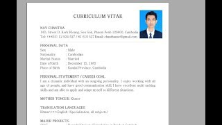 How to Insert Photo in Resume and CV  2018 [upl. by Kizzie]