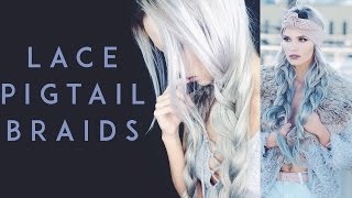 Lace Pigtail Braids Tutorial  Kirsten Zellers [upl. by Sufur692]