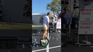 Most cans crushed by unicycle in one minute  22 by Everett Robinson 🇺🇸 [upl. by Bough586]