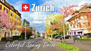 Spring in Zurich 🌸 Colorful City Tour • Driving in Switzerland 🇨🇭 4K [upl. by Estel923]