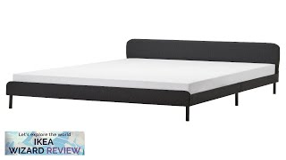 SLATTUM IKEA Upholstered bed frame Vissle dark gray Review [upl. by Ylehsa466]