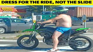 IDIOT BIKER RIDES IN SHORTS amp HELMET  CAR CRASHES amp KARMA [upl. by Enailil207]