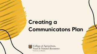 Creating a Communications Plan [upl. by Nauwaj]