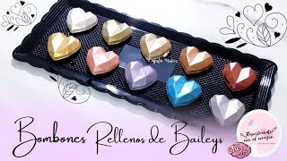 Bombones de Baileys Chocolates rellenos con licor Corazón diamante 🍫💖 [upl. by Nyltiak532]