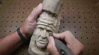 Native Indian wood carving out of drift wood Part 1 [upl. by Shing]