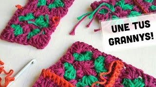 Cómo unir cuadrados Granny Squares paso a paso [upl. by Luapnhoj]