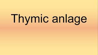 Thymic Anlage Pronunciation  How to Say  How to Pronounce [upl. by Anilave]