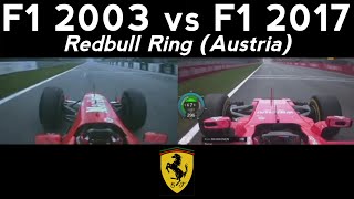 F1 2003 vs F1 2017  Redbull Ring Austria  V10 vs V6 [upl. by Noryb]