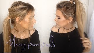 ♡ Messy ponytails  2 in 1 hair tutorial ♡ [upl. by Molli]