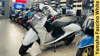 2024 Yamaha Fascino 125 White Colour Full Detailed Review🔥Price amp Features 😍New Updates amp Price [upl. by Wilkens374]