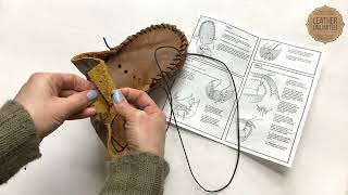 Leather Moccasin Kit Tutorial  DIY Leather Craft Moccasins Project  How to Make Leather Moccasins [upl. by Staffard744]