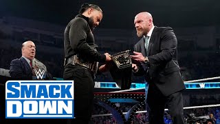 Triple H presents Reigns a new Undisputed WWE Universal Title SmackDown Highlights June 2 2023 [upl. by Etnwahs]