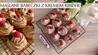 Maślane babeczki z kremem kinder czekolada i frużeliną wiśniową lepszych nie znajdziesz 🧁 [upl. by Rats]