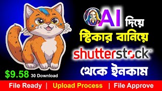 Ai দিয়ে স্টিকার বানিয়ে Shutterstock থেকে ডলার ইনকাম। File Ready  Upload Process  File Approve [upl. by Eanrahc46]