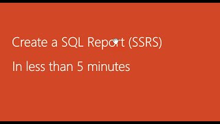 Learn how to create SQL Reports SSRS in less than 5 minutes ssrs tutorial for beginners [upl. by Nowahs]