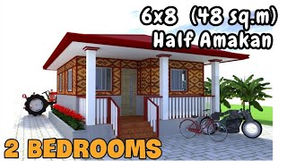 6x8 48 sqm Half Amakan House  Simple House Design [upl. by Rempe]