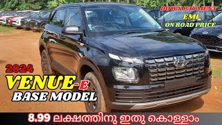 2024 Hyundai Venue E Base Model Malayalam Review  Venue Base Variant Review  Hyundai Venue 2024 [upl. by Aribold997]