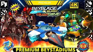 NEW PREMIUM BEYSTADIUMS  BEYBLADE BURST QUAD DRIVE  WAVE 2 QUAD DRIVE  NEW BEYBLADE QR CODES 4K [upl. by Yedok]